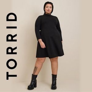 NWT TORRID 1X Mini Studio Cupro Mock Neck Black Dress 14 16